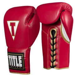 TITLE Boxeo Mexican Leather Lace Training Gloves Quatro -Title Boxing Store batgl4 rd wh 1 1