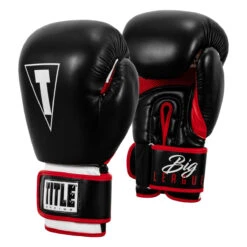TITLE Boxing Leather Big League Bag Gloves -Title Boxing Store blbg2 bk rd 02