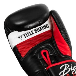 TITLE Boxing Leather Big League Bag Gloves -Title Boxing Store blbg2 bk rd 05