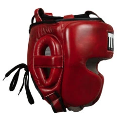 TITLE Boxing Blood Red Leather Sparring Headgear -Title Boxing Store brhg rd gr 03