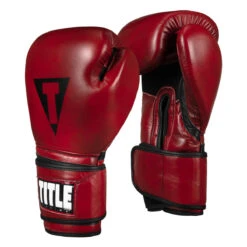 TITLE Boxing Blood Red Leather Training Gloves -Title Boxing Store brtg rd 002