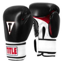 TITLE Classic Leather Super Bag Gloves 2.0 - Red and Black Cowhide Boxing Training Gloves -Title Boxing Store csbgl2 bk wh rd 02