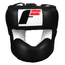 Fighting Sports No Contact Face Bar Headgear – Full Grain Leather Professional Sparring Guard -Title Boxing Store fschg bk 2