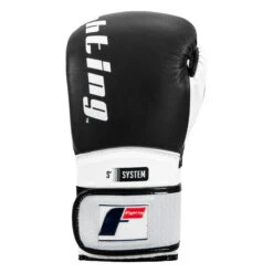 Fighting Sports S2 GEL Power Bag Gloves – Black/White Leather with Dura-Gleam Inserts -Title Boxing Store fspgbg bk wh 0003
