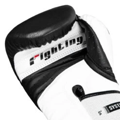 Fighting Sports S2 GEL Power Bag Gloves – Black/White Leather with Dura-Gleam Inserts -Title Boxing Store fspgbg bk wh 0005