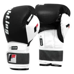 Fighting Sports S2 GEL Power Sparring Boxing Gloves - Full Grain Leather Double Wrap -Title Boxing Store fspgsg bk wh 002