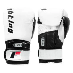 Fighting Sports S2 GEL Power Sparring Boxing Gloves - Full Grain Leather Double Wrap -Title Boxing Store fspgsg wh bk 001