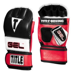 TITLE Boxing Gel Incensed Wristband Heavy Bag Gloves - Genuine Leather Gel Enforced Training Gloves -Title Boxing Store giwhbg2 bk wh rd 02