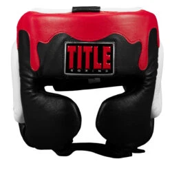 TITLE Boxing Gel Lava Leather Series Headgear – Genuine Leather Impact Protective Sparring Gear -Title Boxing Store mlvlhg bk wh rd 2 1