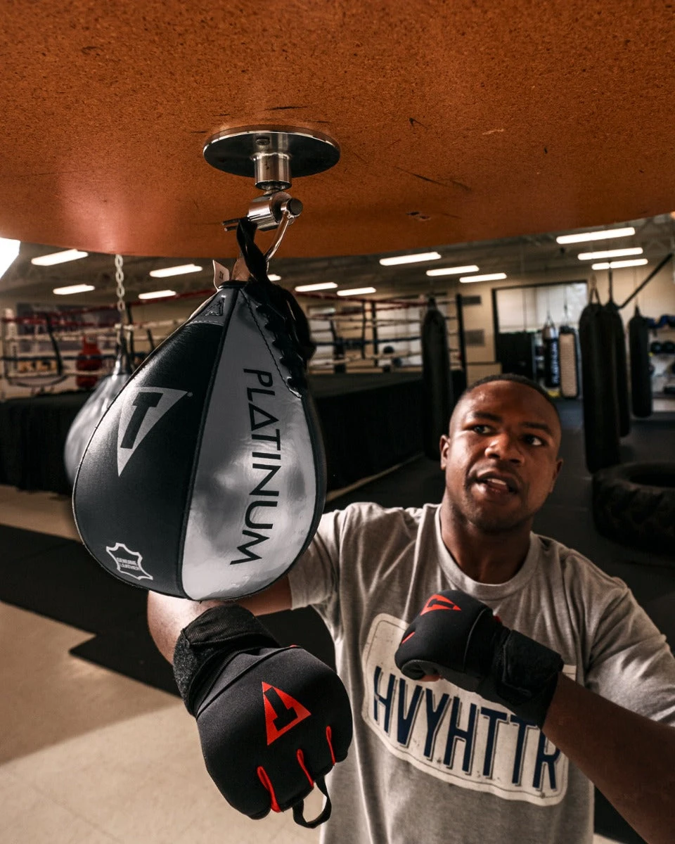 TITLE Platinum Momentous Speed Bag - Silver & Black Genuine Leather Pro Punching Bag 2 TITLE Platinum Momentous Speed Bag - Silver & Black Genuine Leather Pro Punching Bag - Image 2