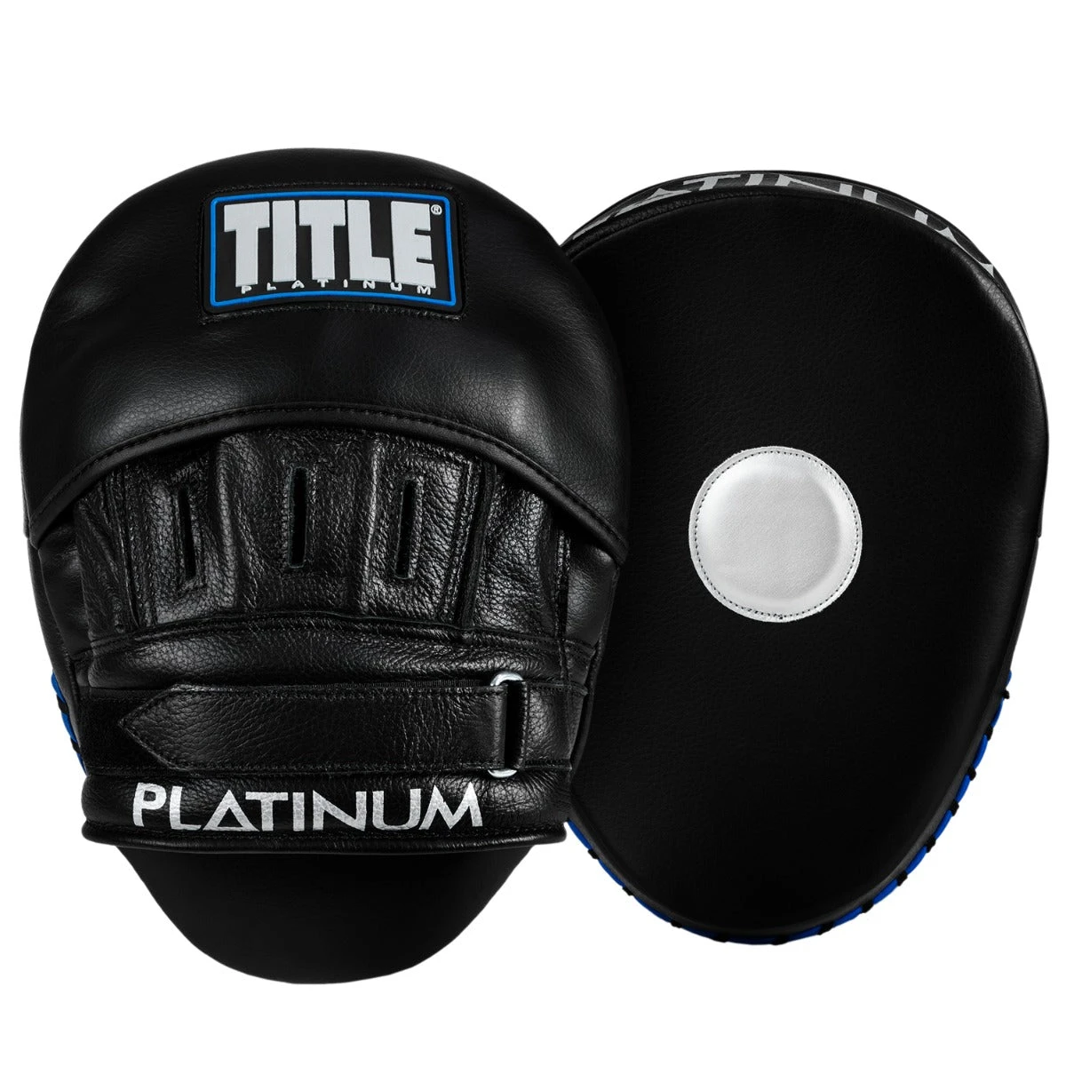 TITLE Platinum Punch Mitts 2.0 - Black/Silver Curved Genuine Leather Coaching Pads 1 TITLE Platinum Punch Mitts 2.0 - Black/Silver Curved Genuine Leather Coaching Pads