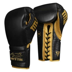TITLE Boxing Roberto Duran Leather Sparring Gloves -Title Boxing Store rdsg bk gd 02