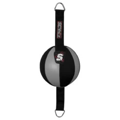 SCYntz Grey and Black 10-Inch Leather Double End Bag – 8-Panel Precision Speed Target -Title Boxing Store scydeb gr bk 1 1 1