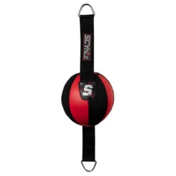 SCYntz Grey and Black 10-Inch Leather Double End Bag – 8-Panel Precision Speed Target -Title Boxing Store scydeb rd bk 1 1 1