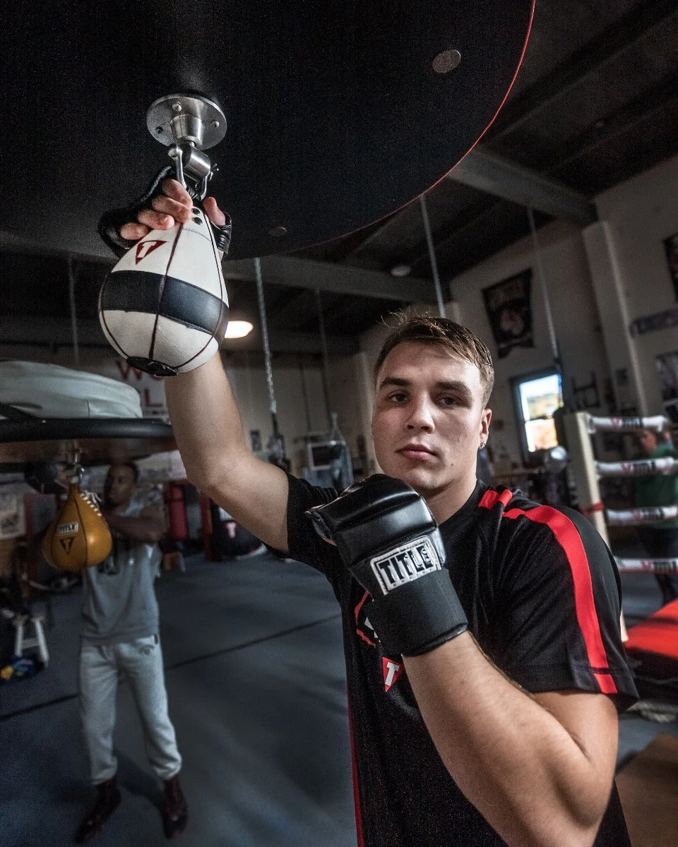 TITLE Boxing Classic Black Leather Super Speed Bag Gloves β Open Palm Padded Training Mitts 2 TITLE Boxing Classic Black Leather Super Speed Bag Gloves β Open Palm Padded Training Mitts - Image 2