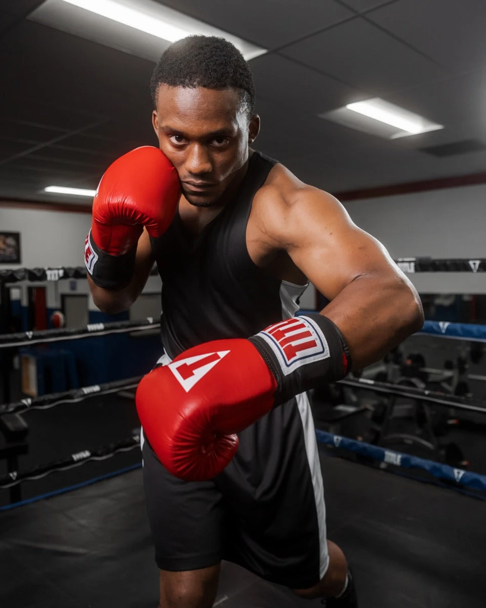 TITLE Boxing Aerovent Elite Amateur Set – Black/Red Dazzle Polyester Competition Uniform 7 TITLE Boxing Aerovent Elite Amateur Set – Black/Red Dazzle Polyester Competition Uniform - Image 7