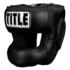 TITLE Boxing Black Leather Face Protector Training Headgear – Molded Face Bar Pro Guard