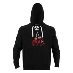 TITLE Boxing Black Original Hanging Gloves Lace-Up Fleece Hoodie – Vintage Graphic Pullover -Title Boxing Store thd28 2 1