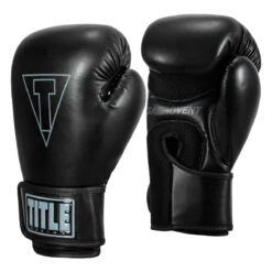 TITLE Boxing Vegan Fitness Bag Gloves – Black Synthetic Leather Wraparound Training Gloves -Title Boxing Store vgfbg bk bk 2 1 1