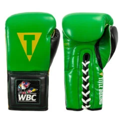 WBC By TITLE Boxing Sparring Gloves 24 WBC By TITLE Boxing Sparring Gloves -Title Boxing Store wbcsg gn bk 01