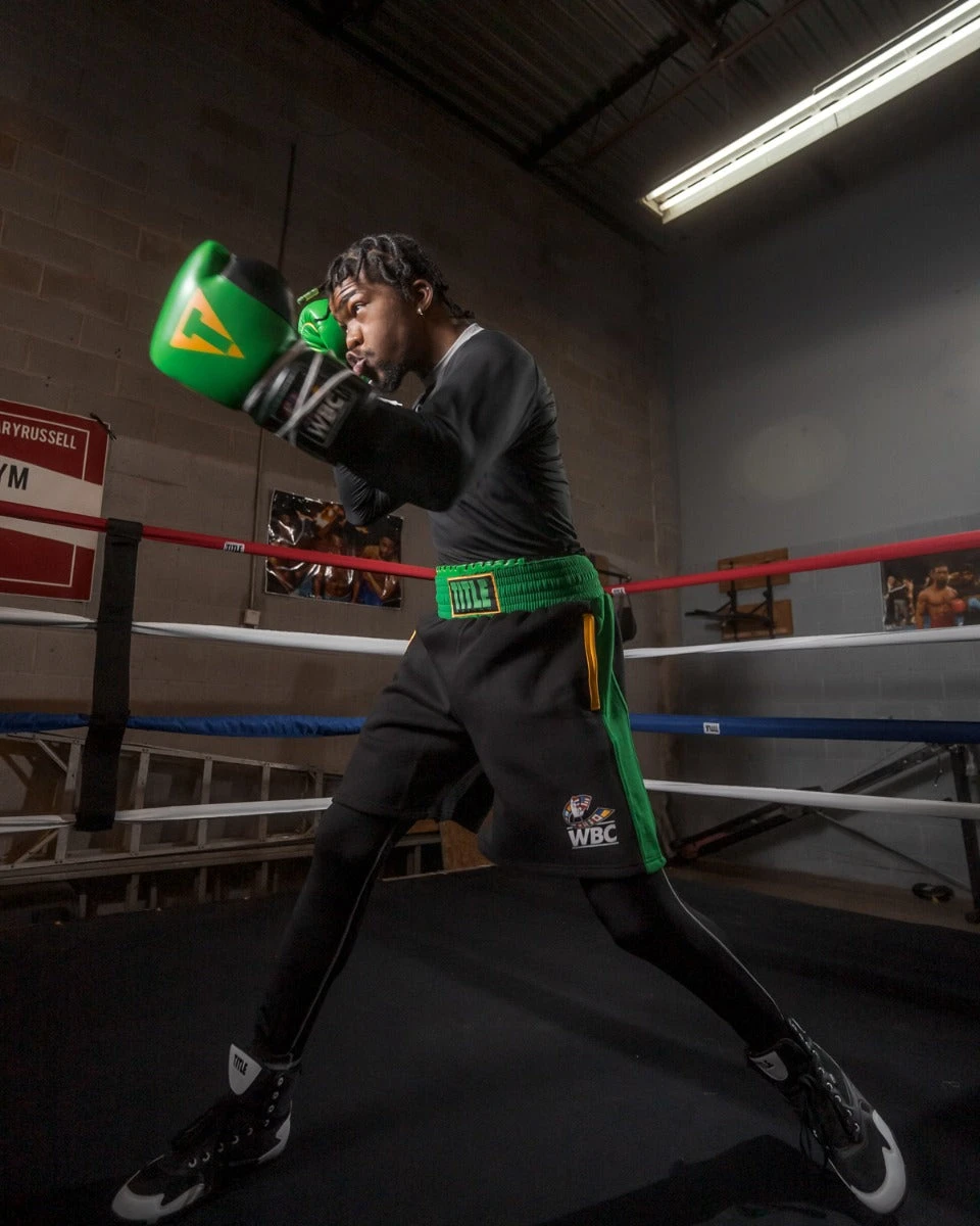 WBC By TITLE Boxing Black Sweat Shorts with Gold Piping β Flags of the World Fleece Training Shorts 4 WBC By TITLE Boxing Black Sweat Shorts with Gold Piping β Flags of the World Fleece Training Shorts - Image 4