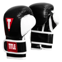 TITLE Boxing Youth 4 oz Bag Gloves – Black/Red Synthetic Leather Training Mitts -Title Boxing Store ytbbg bk wh 02