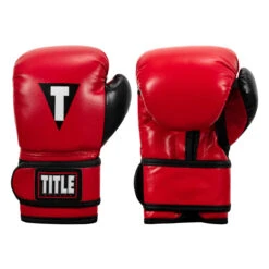 TITLE Boxing Youth 4 oz Bag Gloves – Black/Red Synthetic Leather Training Mitts -Title Boxing Store ytbbg rd bk 01